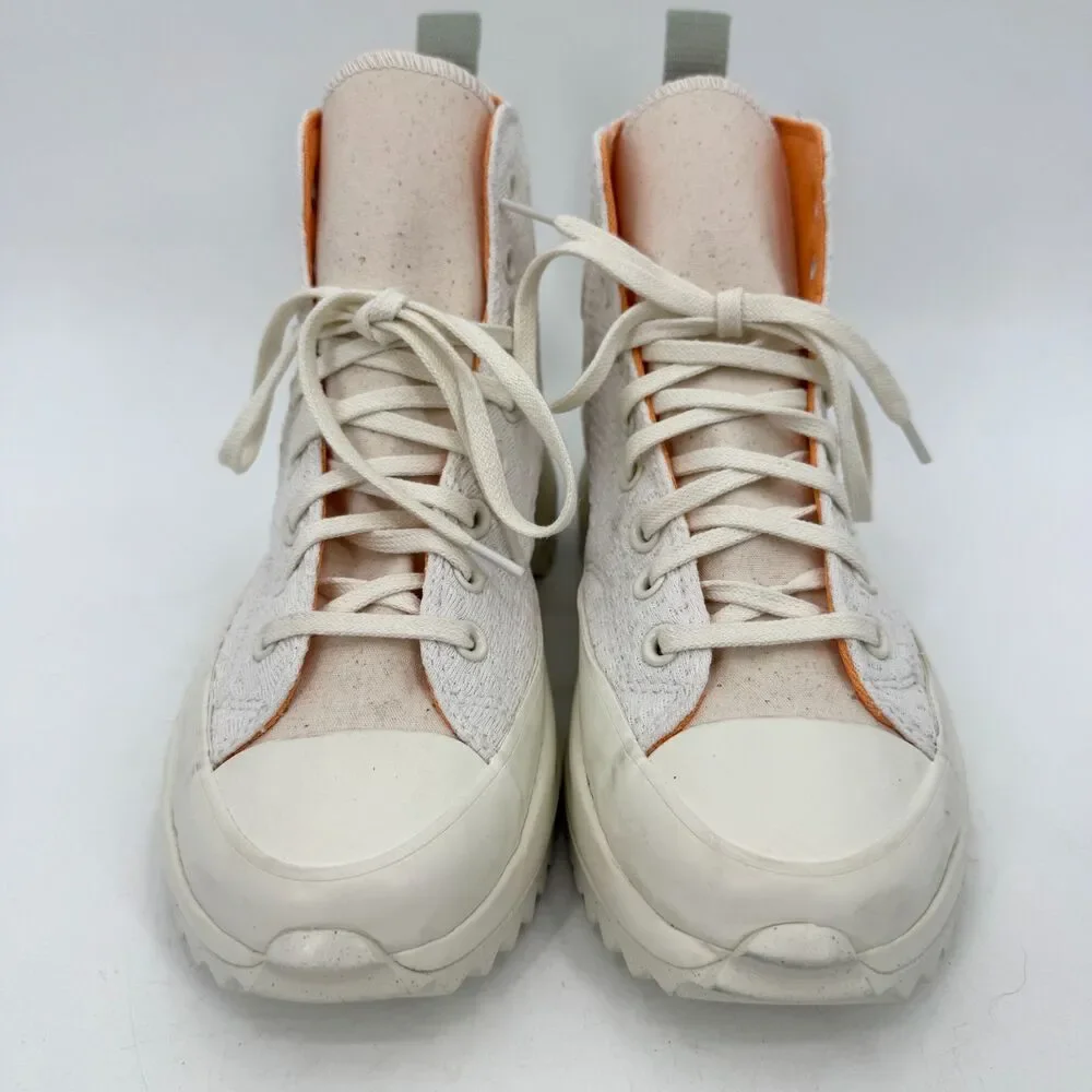 CONVERSE Run Star Hike White Orange Platform Sneakers Size 9